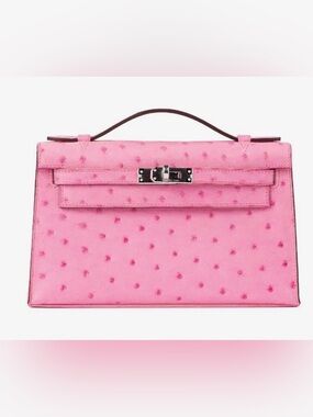 H Kelly pochette 20 CM PHW genuine ostrich 5P bubblegum pink